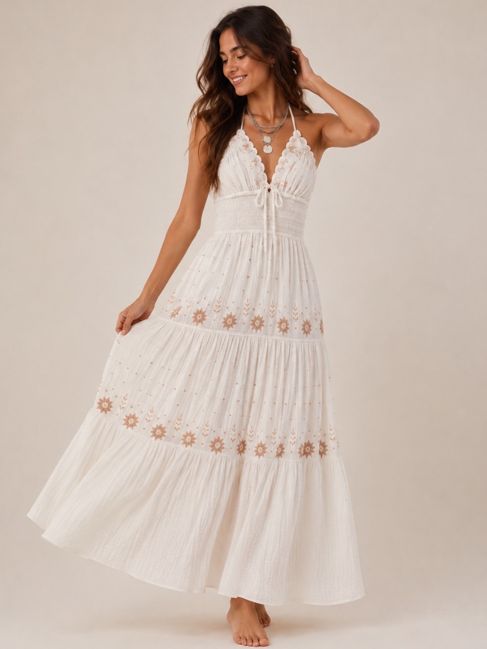 🎉LAST PIECE🎉FREE‎ PEOPLE Real Love Embroidered Maxi Dress